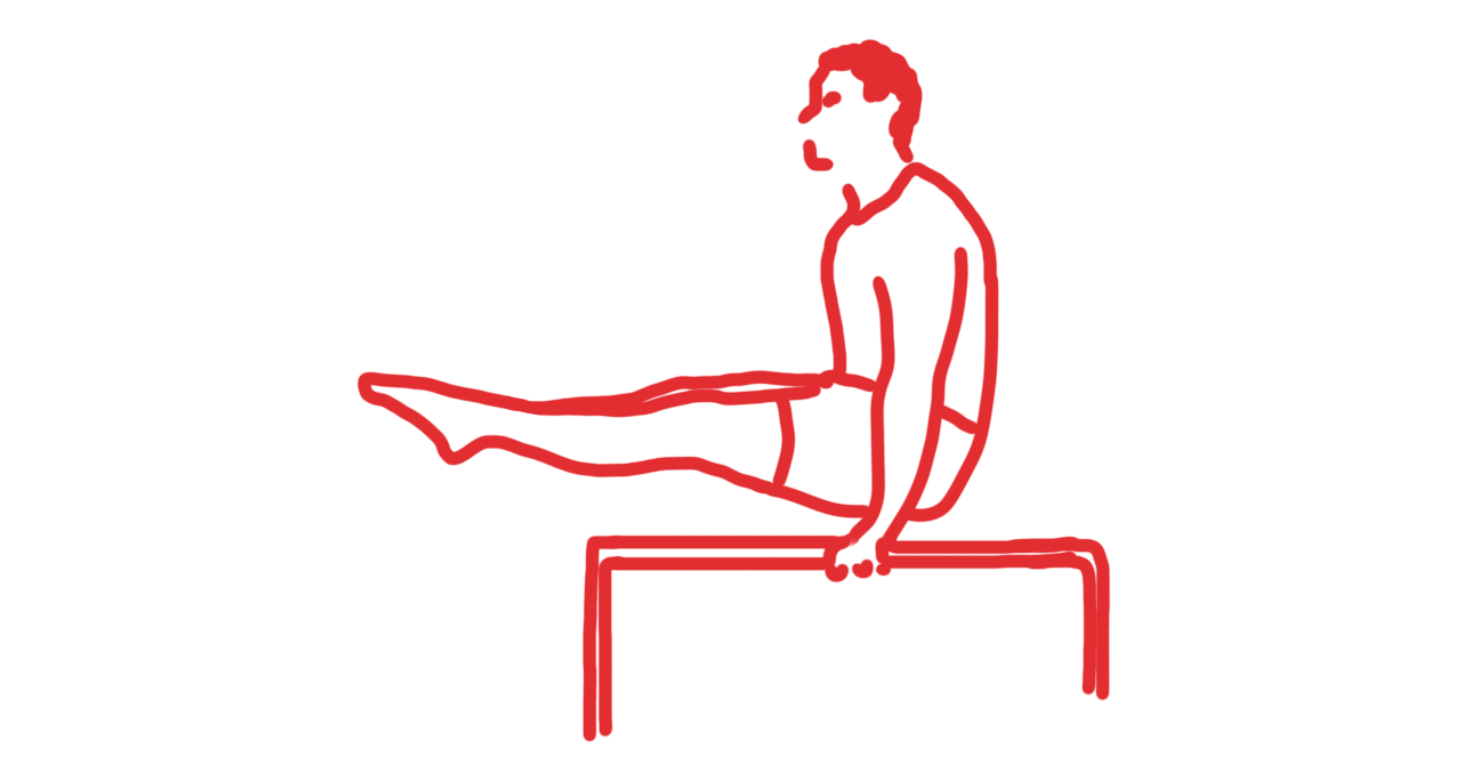 L Sit on Parallel Bar exercise 